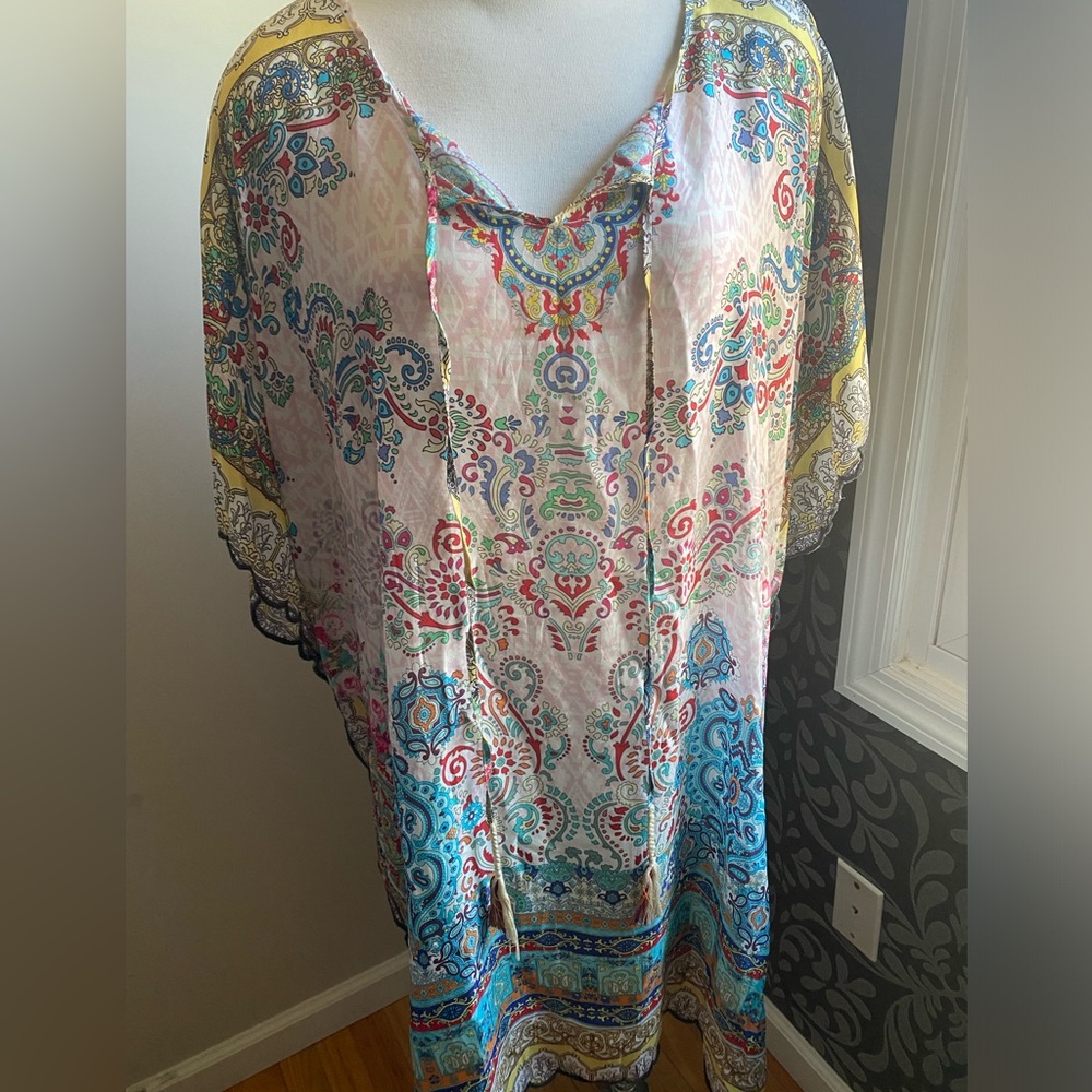 Johnny Was silk tunic cover up